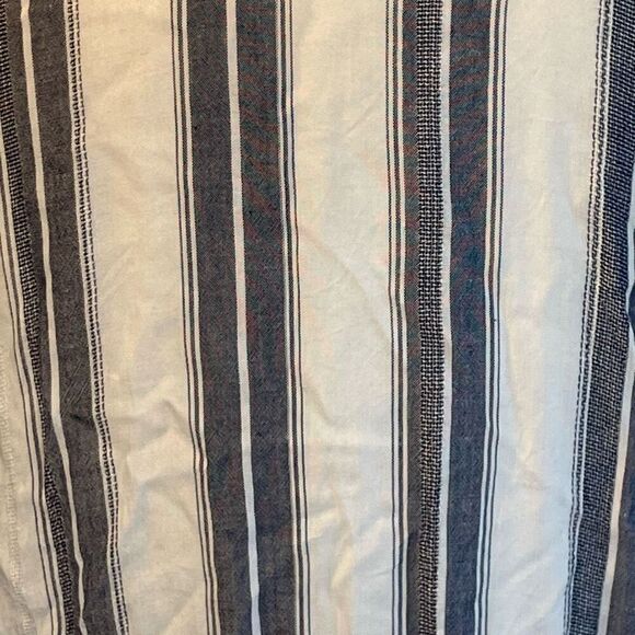 Blue Island Striped Beach Dress Cover-Up White Navy Blue Knit Bell Sleeve Front - Picture 5 of 8